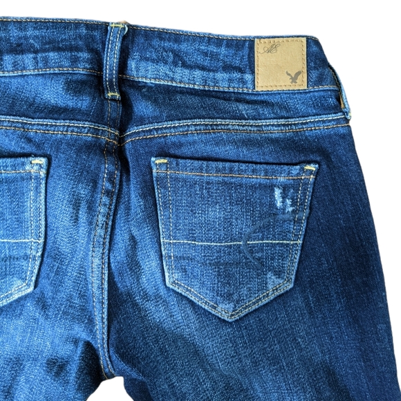 American Eagle low rise Distressed Dark Skinny Jeans Size 00 Regular - Picture 10 of 12